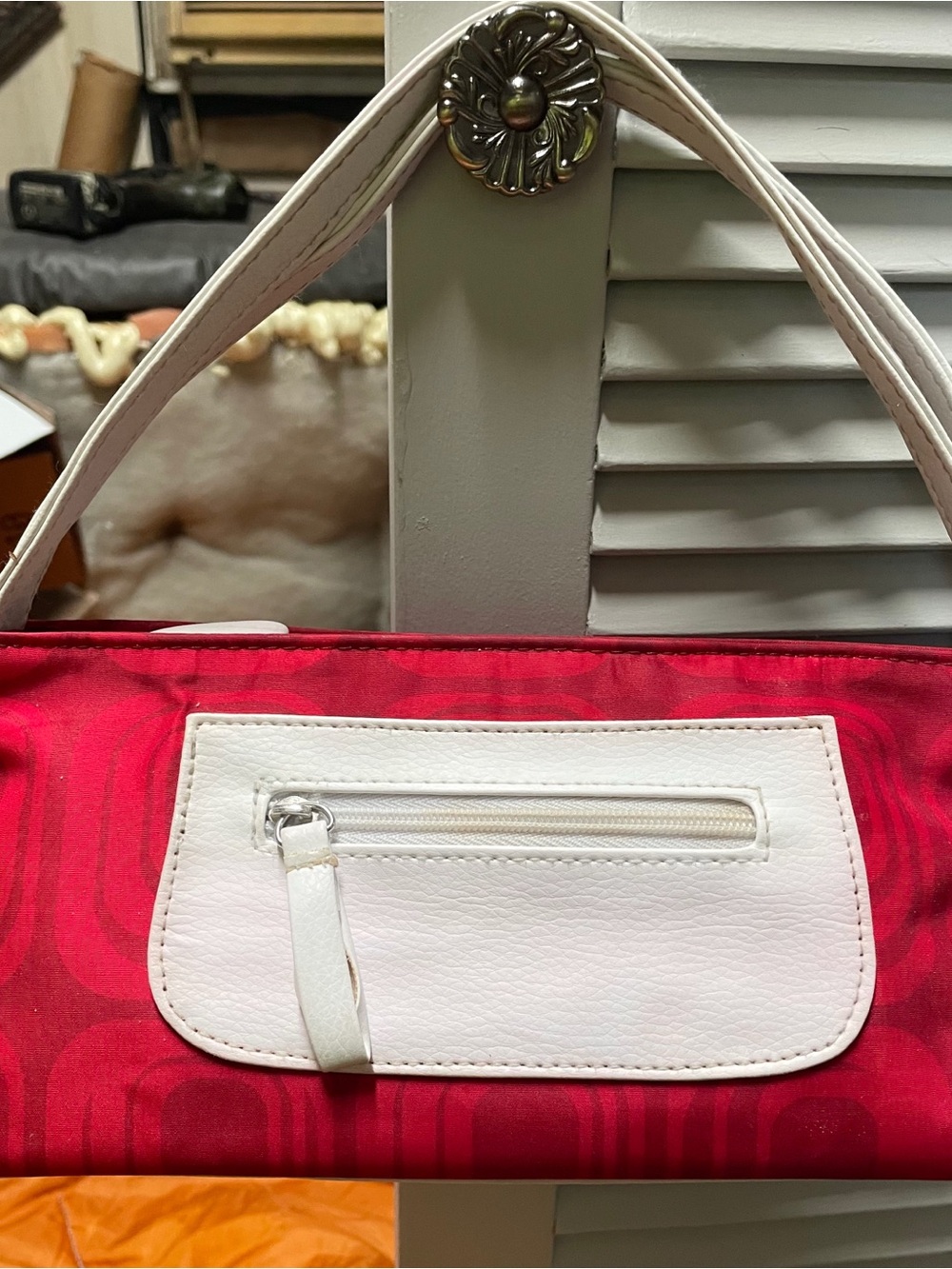 Estee Lauder Red Cosmetic Bag with White Trim